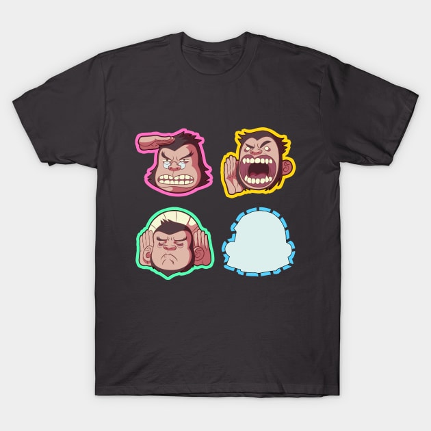 Three not so wise Monkeys T-Shirt by KareeArt